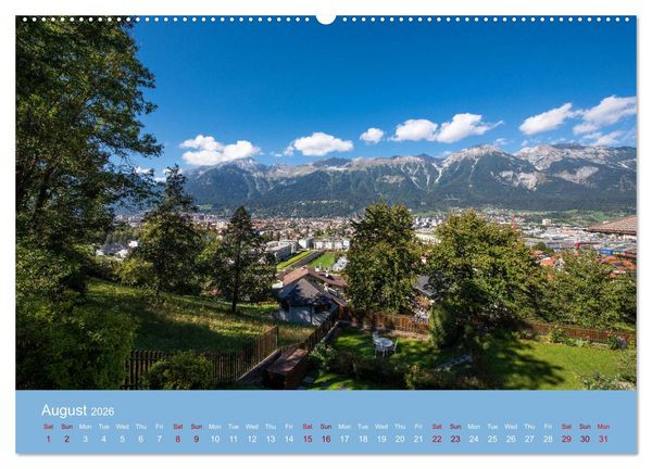 Produktbild: Innsbruck - Austria&lsquo;s capital of the alps (High Quality Premium Wall Calendar 2026 DIN A2 landscape),CALVENDO 12 Month Wall Calendar