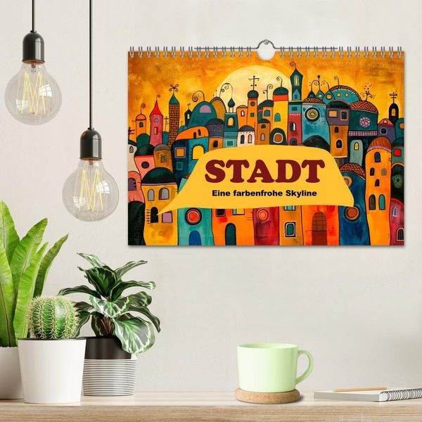 Produktbild: Stadt - Eine farbenfrohe Skyline (Wandkalender 2026 DIN A4 quer), CALVENDO Monatskalender