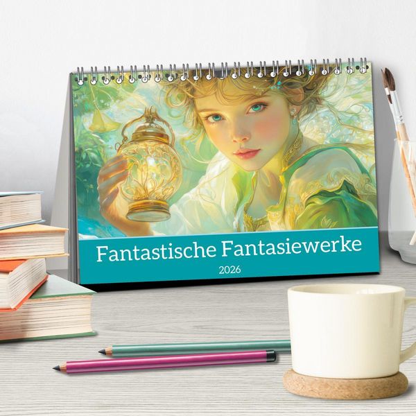 Produktbild: Fantastische Fantasiewerke (Tischkalender 2026 DIN A5 quer), CALVENDO Monatskalender