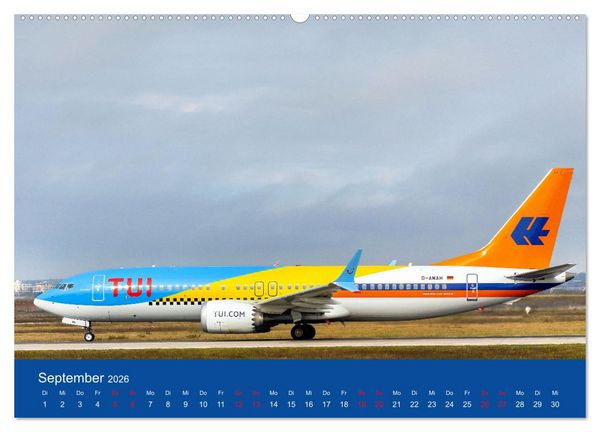 Produktbild: Besondere Flugzeuge am Flughafen Stuttgart (hochwertiger Premium Wandkalender 2026 DIN A2 quer), Kunstdruck in Hochglanz
