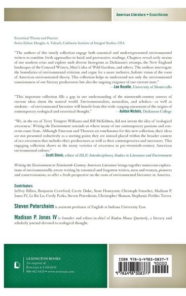 Produktbild: Writing the Environment in Nineteenth-Century American Literature