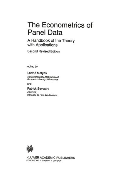 Produktbild: The Econometrics of Panel Data