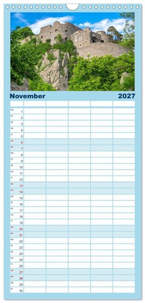 Produktbild: Familienplaner 2027 - Romantische Ruinen mit 5 Spalten (Wandkalender, 21 x 45 cm) CALVENDO