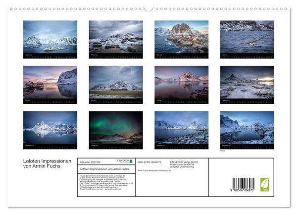 Produktbild: Lofoten Impressionen von Armin Fuchs (hochwertiger Premium Wandkalender 2026 DIN A2 quer), Kunstdruck in Hochglanz