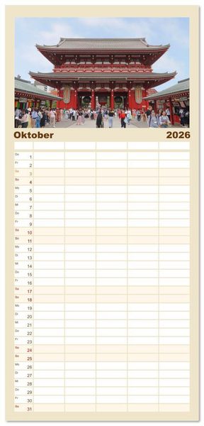 Produktbild: Familienplaner 2026 - Japan - Impressionen aus dem Land der aufgehenden Sonne mit 5 Spalten (Wandkalender, 21 x 45 cm) CALVENDO