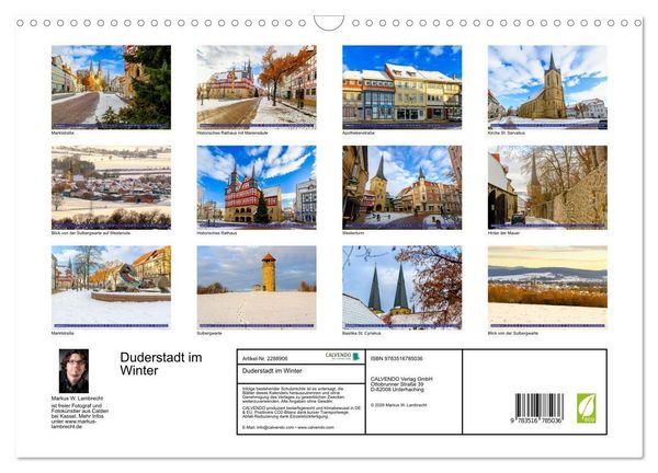 Produktbild: Duderstadt im Winter (Wandkalender 2027 DIN A3 quer), CALVENDO Monatskalender