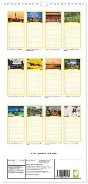 Produktbild: Familienplaner 2026 - Asien - Kontinent der Farben mit 5 Spalten (Wandkalender, 21 x 45 cm) CALVENDO