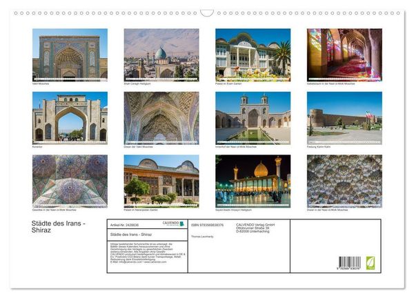 Produktbild: St&auml;dte des Irans - Shiraz (Wandkalender 2027 DIN A2 quer), CALVENDO Monatskalender