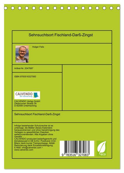 Produktbild: Sehnsuchtsort Fischland-Dar&szlig;-Zingst (Tischkalender 2026 DIN A5 hoch), CALVENDO Monatskalender
