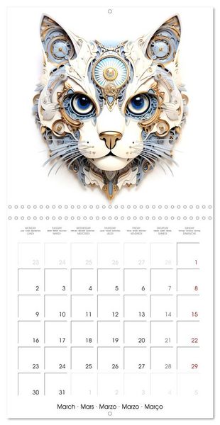 Produktbild: F&eacute;lins Steampunk (Calendrier mural carr&eacute; 2026 30x30 cm) Calendrier double avec une page pour vos prises de notes
