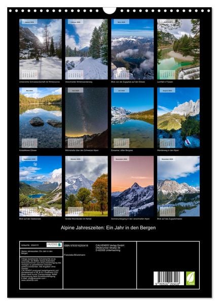 Produktbild: Alpine Jahreszeiten: Ein Jahr in den Bergen (Wandkalender 2026 DIN A3 hoch), CALVENDO Monatskalender