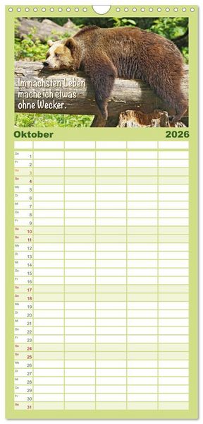 Produktbild: Familienplaner 2026 - Spa&szlig; mit B&auml;ren: Edition lustige Tiere mit 5 Spalten (Wandkalender, 21 x 45 cm) CALVENDO