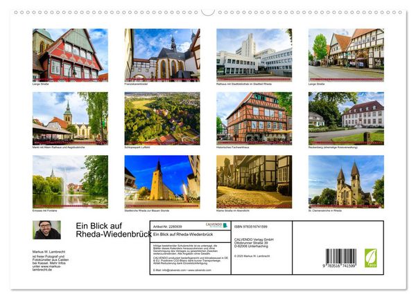 Produktbild: Ein Blick auf Rheda-Wiedenbr&uuml;ck (hochwertiger Premium Wandkalender 2026 DIN A2 quer), Kunstdruck in Hochglanz