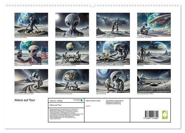 Produktbild: Aliens auf Tour (hochwertiger Premium Wandkalender 2026 DIN A2 quer), Kunstdruck in Hochglanz