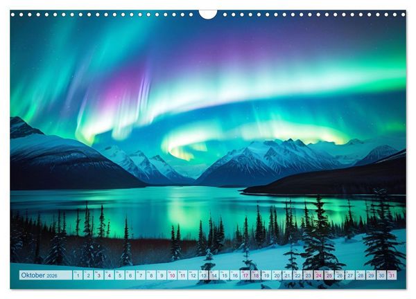Produktbild: Traumhafte Polarlichter . Licht, Schnee und Eis hoch im Norden (Wandkalender 2026 DIN A3 quer), CALVENDO Monatskalender
