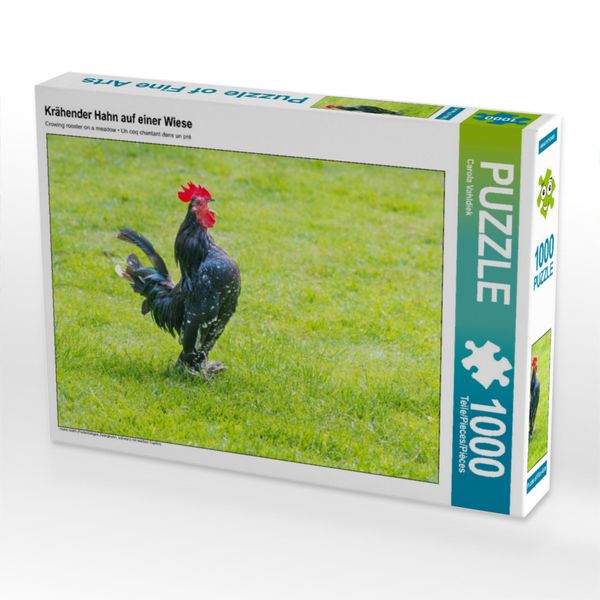 Produktbild: CALVENDO Puzzle Kr&auml;hender Hahn auf einer Wiese | 1000 Teile Lege-Gr&ouml;&szlig;e 64x48cm Foto-Puzzle f&uuml;r gl&uuml;ckliche Stunden