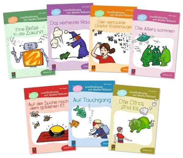 Produktbild: Paket: Lesef&ouml;rderung mit Mathe-R&auml;tseln - 7 Lesehefte
