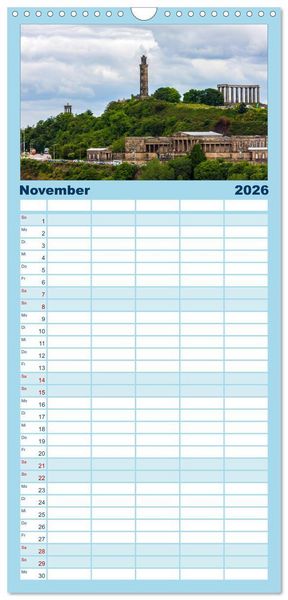 Produktbild: Familienplaner 2026 - Faszination Edinburgh mit 5 Spalten (Wandkalender, 21 x 45 cm) CALVENDO