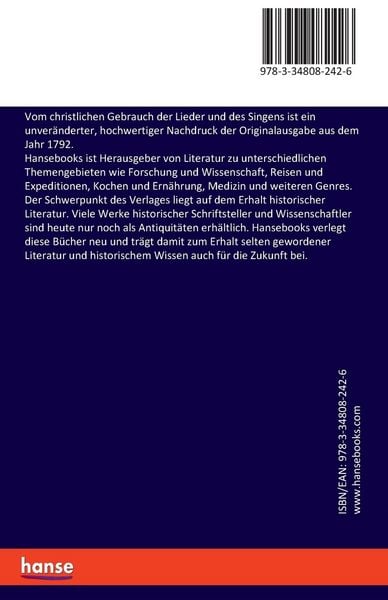 Produktbild: Vom christlichen Gebrauch der Lieder und des Singens