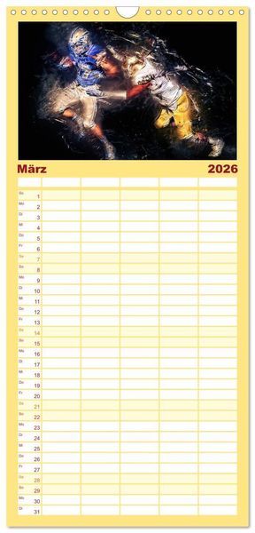 Produktbild: Familienplaner 2026 - American Football - so cool mit 5 Spalten (Wandkalender, 21 x 45 cm) CALVENDO