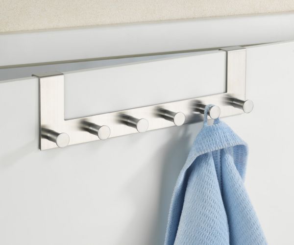 Produktbild: T&uuml;rgarderobe Edelstahl Mod. Celano, 6 Haken, f&uuml;r T&uuml;rfalzst&auml;rken bis 2 cm