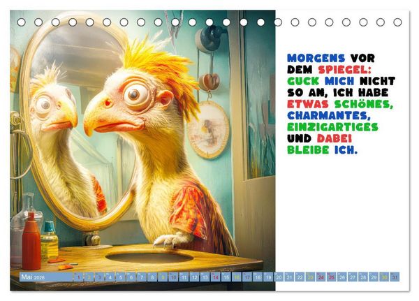 Produktbild: Vogelspr&uuml;che - Humor (Tischkalender 2026 DIN A5 quer), CALVENDO Monatskalender