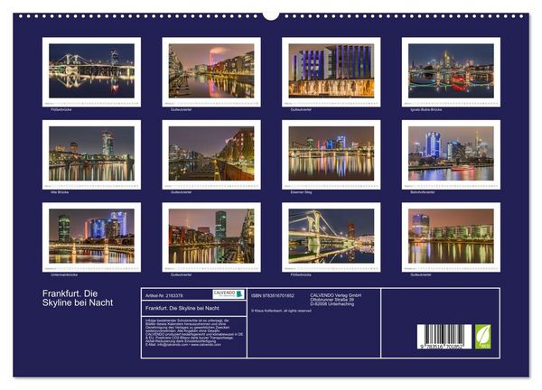 Produktbild: Frankfurt. Die Skyline bei Nacht (hochwertiger Premium Wandkalender 2026 DIN A2 quer), Kunstdruck in Hochglanz