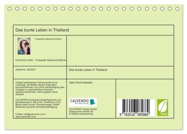 Produktbild: Das bunte Leben in Thailand (Tischkalender 2026 DIN A5 quer), CALVENDO Monatskalender