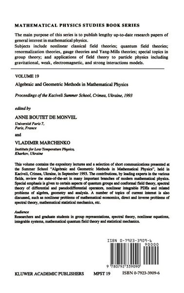 Produktbild: Algebraic and Geometric Methods in Mathematical Physics