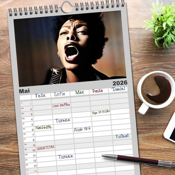 Produktbild: Familienplaner 2026 - Die Stimme der Leidenschaft mit 5 Spalten (Wandkalender, 21 x 45 cm) CALVENDO