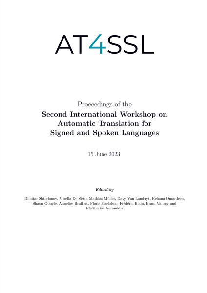 Produktbild: Proceedings of the Second International Workshop on Automatic Translation for Signed and Spoken Languages