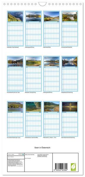 Produktbild: Familienplaner 2026 - Seen in &Ouml;sterreich mit 5 Spalten (Wandkalender, 21 x 45 cm) CALVENDO