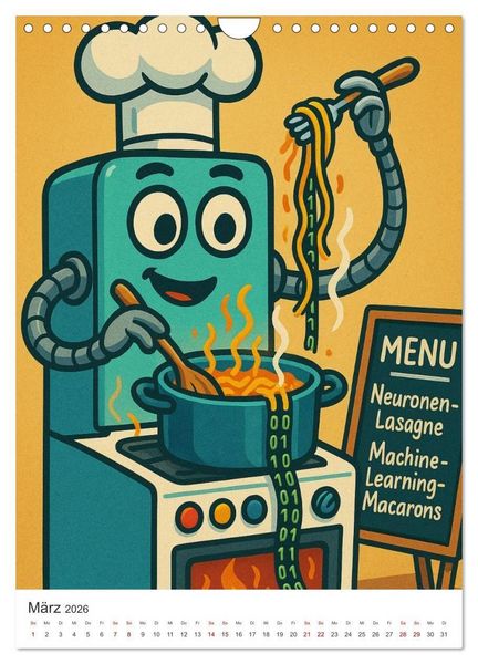 Produktbild: Robo-Champs: Witz trifft auf Chip (Wandkalender 2026 DIN A4 hoch), CALVENDO Monatskalender
