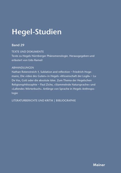 Hegel-Studien Band 29, Taschenbuch von , Meiner, F, 9783787314935