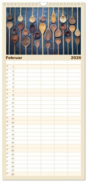 Produktbild: Familienplaner 2026 - K&uuml;chenutensilien mit 5 Spalten (Wandkalender, 21 x 45 cm) CALVENDO