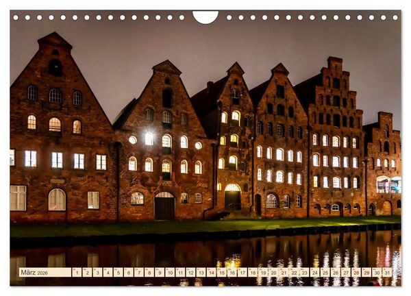 Produktbild: L&uuml;beck bei Nacht (Wandkalender 2026 DIN A4 quer), CALVENDO Monatskalender