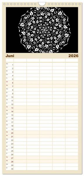 Produktbild: Familienplaner 2026 - Entspannung und Ruhe durch Mandalas mit 5 Spalten (Wandkalender, 21 x 45 cm) CALVENDO