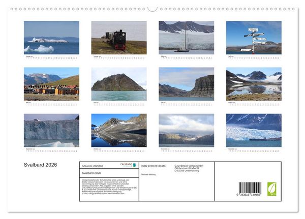 Produktbild: Svalbard 2026 (hochwertiger Premium Wandkalender 2026 DIN A2 quer), Kunstdruck in Hochglanz