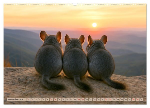 Produktbild: Chinchillas - Meister der Niedlichkeit (Wandkalender 2026 DIN A2 quer), CALVENDO Monatskalender