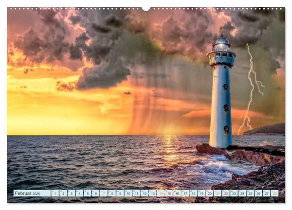Produktbild: Leuchtturm Gewitter (Wandkalender 2026 DIN A2 quer), CALVENDO Monatskalender