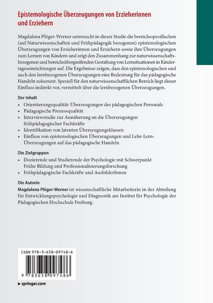 Produktbild: Epistemologische &Uuml;berzeugungen von Erzieherinnen und Erziehern