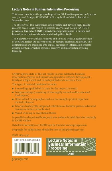 Produktbild: Information Systems: Development, Learning, Security