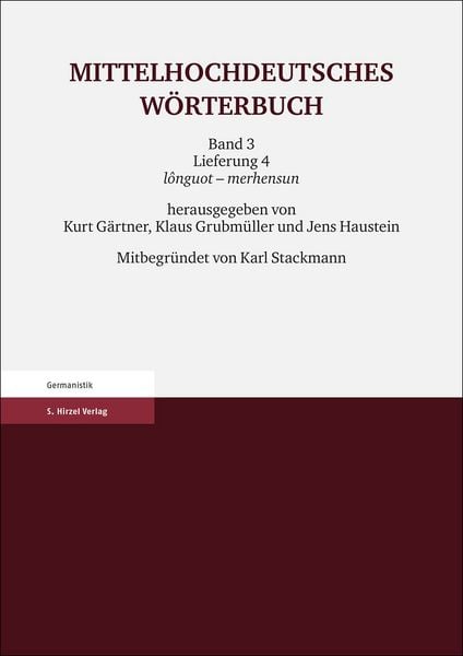 Produktbild: Mittelhochdeutsches W&ouml;rterbuch. Dritter Band, Lieferung 4