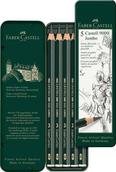 Produktbild: Faber-Castell Bleistifte Castell 9000 Jumbo HB 2B 4B 6B 8B, 5er Set