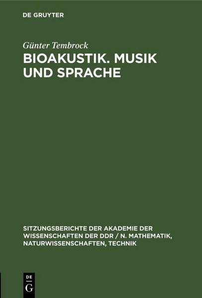 Produktbild: Bioakustik. Musik und Sprache