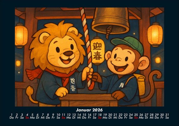 Produktbild: Buschi & Milo - Reise durch Japan 2026 Fotokalender DIN A4