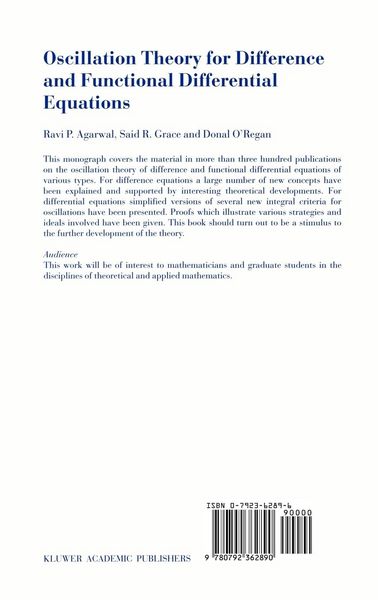 Produktbild: Oscillation Theory for Difference and Functional Differential Equations
