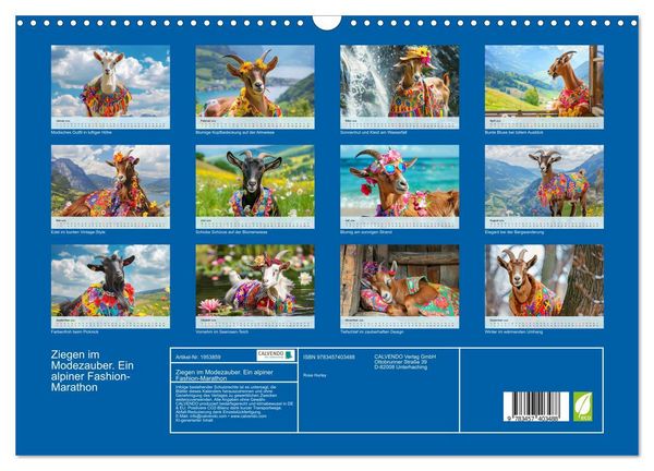 Produktbild: Ziegen im Modezauber. Ein alpiner Fashion-Marathon (Wandkalender 2026 DIN A3 quer), CALVENDO Monatskalender