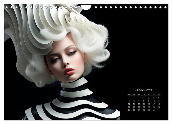 Produktbild: Haute Couture - Wei&szlig; trifft Schwarz (Wandkalender 2026 DIN A4 quer), CALVENDO Monatskalender