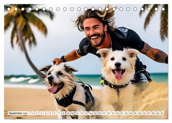 Produktbild: Bellen in den Wellen - Badespa&szlig; mit Hund (Tischkalender 2026 DIN A5 quer), CALVENDO Monatskalender
